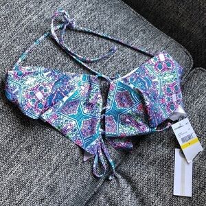 O’Neill Marvin Ruffle Floral Tri Bikini Top Tropical Juniors M Colorful